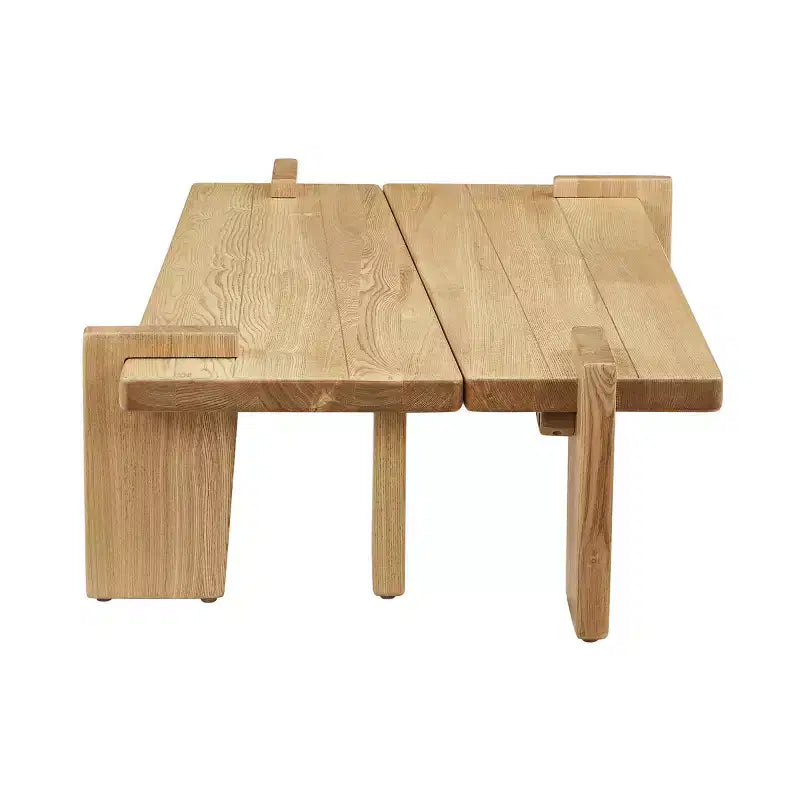 Table basse combinée en bois de frêne massif Art Leon, table basse en bois