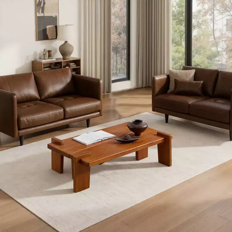 Table basse combinée en bois de frêne massif Art Leon, table basse en bois