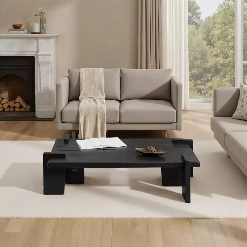 Table basse combinée en bois de frêne massif Art Leon, table basse en bois