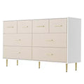Modern White Nightstand for Bedroom, 8 Drawer Dresser, Small Bedside Table Night Stand, Wooden Nightstand with Drawers for Bedroom, Living Room