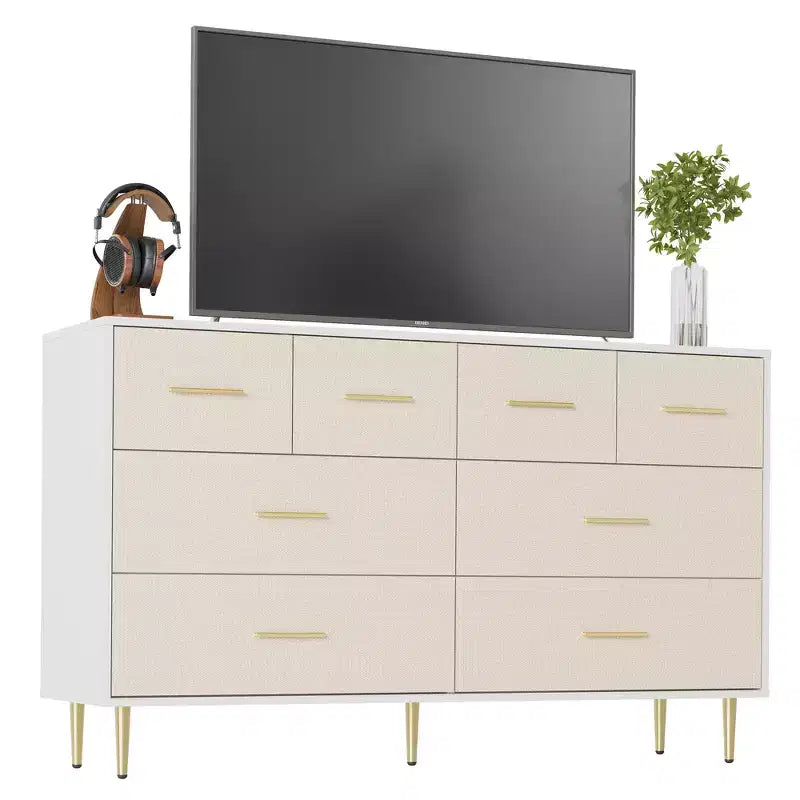 Table de chevet moderne blanche pour chambre à coucher, commode à 8 tiroirs, petite table de chevet, table de chevet en bois avec tiroirs pour chambre à coucher, salon