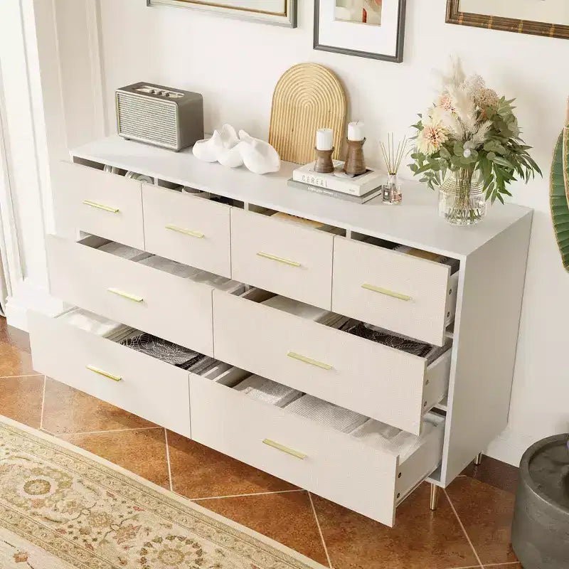 Table de chevet moderne blanche pour chambre à coucher, commode à 8 tiroirs, petite table de chevet, table de chevet en bois avec tiroirs pour chambre à coucher, salon