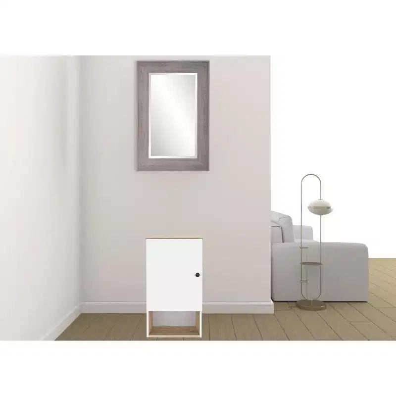 HomeRoots Armoire murale 16 chêne clair et blanc avec trois étagères