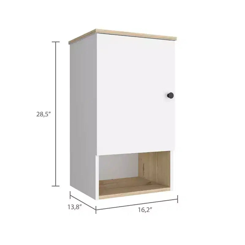 HomeRoots Armoire murale 16 chêne clair et blanc avec trois étagères