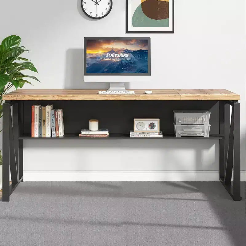 MAYEERTY Bureau d'angle en L 140x160 cm, Bureau de Direction et Caisson de Rangement Mobile
