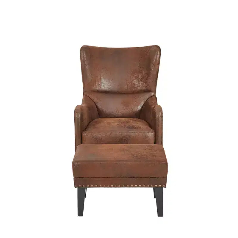 Christopher Knight Home Morgan - Fauteuil de salon vintage à dossier haut vieilli avec ottoman