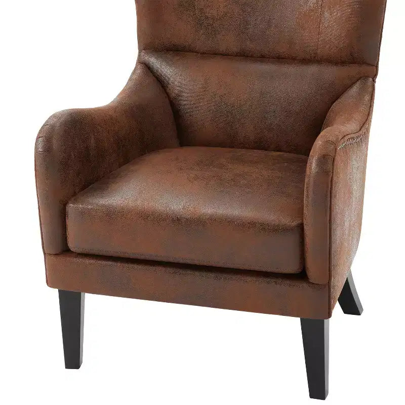 Christopher Knight Home Morgan - Fauteuil de salon vintage à dossier haut vieilli avec ottoman