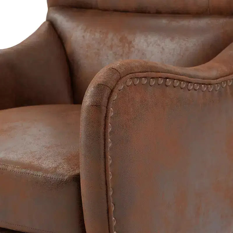 Christopher Knight Home Morgan - Fauteuil de salon vintage à dossier haut vieilli avec ottoman