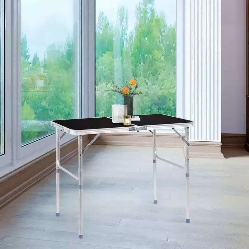 Table pliante rectangulaire de patio Karl Home 3 pieds noire en aluminium