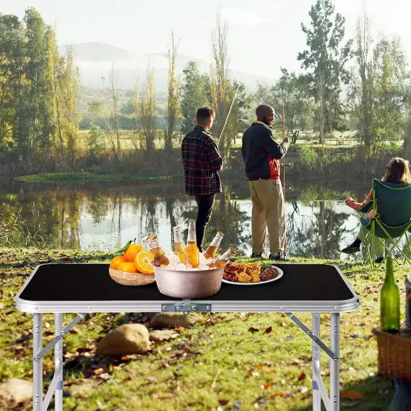 Table pliante rectangulaire de patio Karl Home 3 pieds noire en aluminium