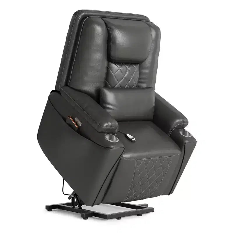 Fauteuil inclinable releveur, canapé, en cuir PU, 3 positions réglables, poches de rangement latérales et porte-gobelets, fauteuil releveur électrique, pour salon