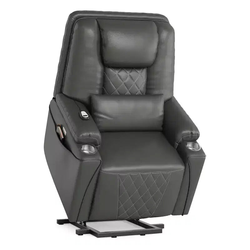 Fauteuil inclinable releveur, canapé, en cuir PU, 3 positions réglables, poches de rangement latérales et porte-gobelets, fauteuil releveur électrique, pour salon