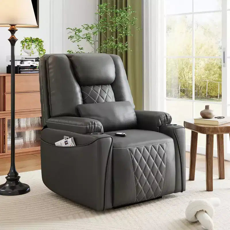Fauteuil inclinable releveur, canapé, en cuir PU, 3 positions réglables, poches de rangement latérales et porte-gobelets, fauteuil releveur électrique, pour salon
