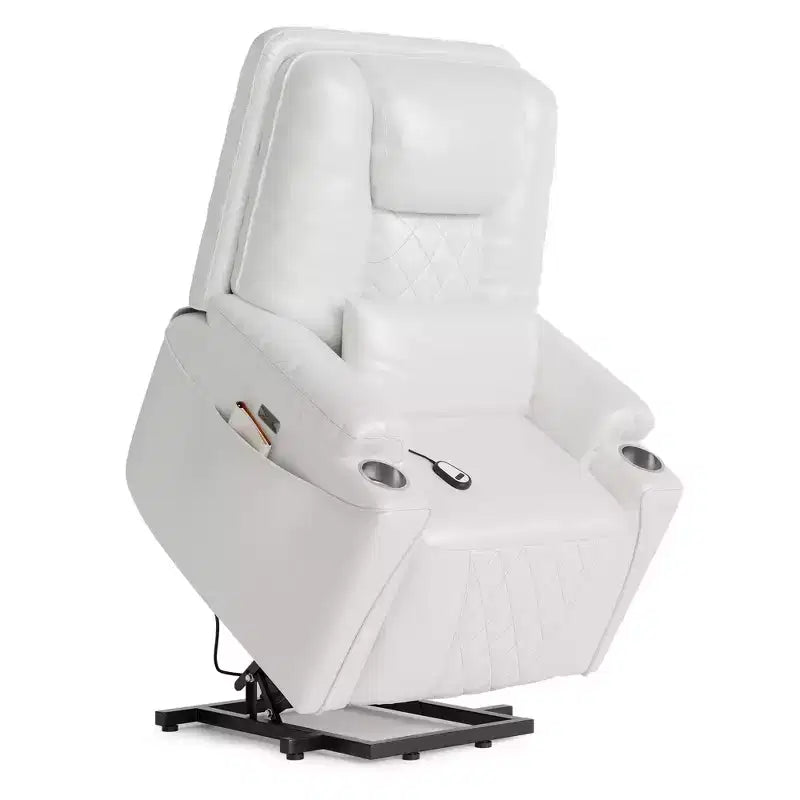 Fauteuil inclinable releveur, canapé, en cuir PU, 3 positions réglables, poches de rangement latérales et porte-gobelets, fauteuil releveur électrique, pour salon