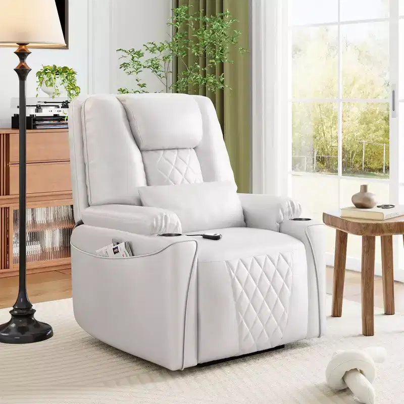 Fauteuil inclinable releveur, canapé, en cuir PU, 3 positions réglables, poches de rangement latérales et porte-gobelets, fauteuil releveur électrique, pour salon