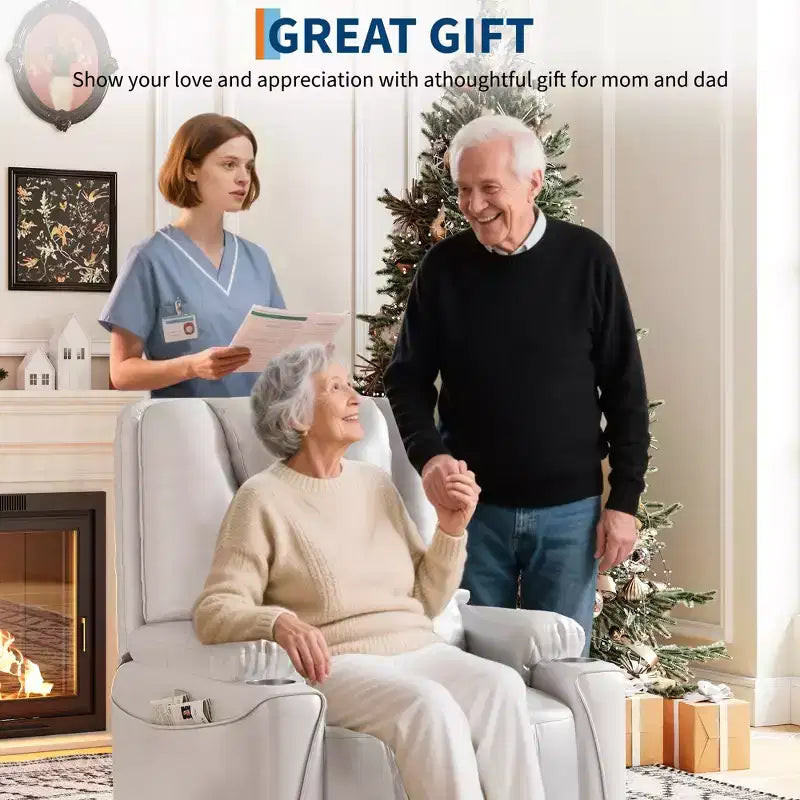 Fauteuil inclinable releveur, canapé, en cuir PU, 3 positions réglables, poches de rangement latérales et porte-gobelets, fauteuil releveur électrique, pour salon