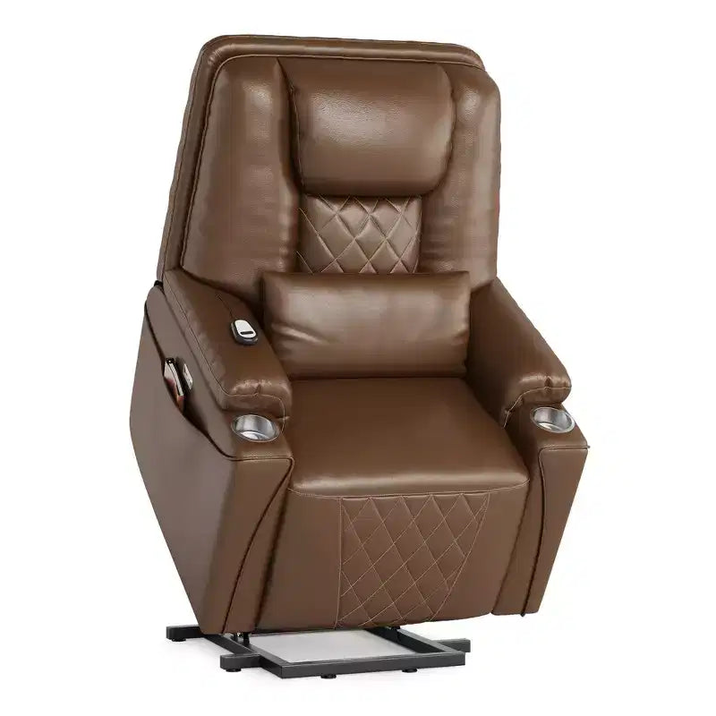 Fauteuil inclinable releveur, canapé, en cuir PU, 3 positions réglables, poches de rangement latérales et porte-gobelets, fauteuil releveur électrique, pour salon