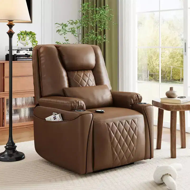 Fauteuil inclinable releveur, canapé, en cuir PU, 3 positions réglables, poches de rangement latérales et porte-gobelets, fauteuil releveur électrique, pour salon