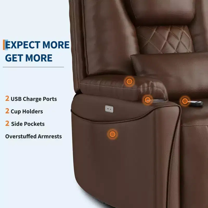 Fauteuil inclinable releveur, canapé, en cuir PU, 3 positions réglables, poches de rangement latérales et porte-gobelets, fauteuil releveur électrique, pour salon