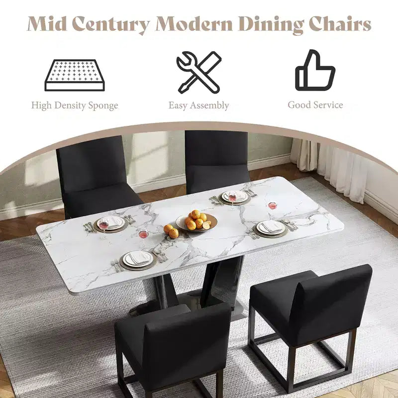 AMERLIFE Chaises de salle à manger en lin Mid-century lot de 6, chaises de dîner modernes rembourrées