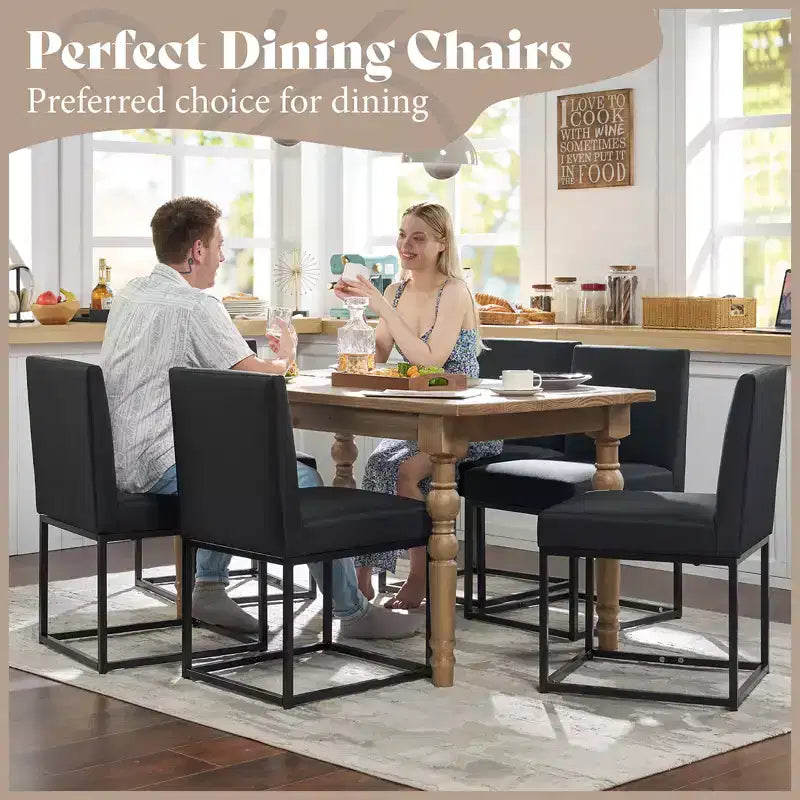 AMERLIFE Chaises de salle à manger en lin Mid-century lot de 6, chaises de dîner modernes rembourrées