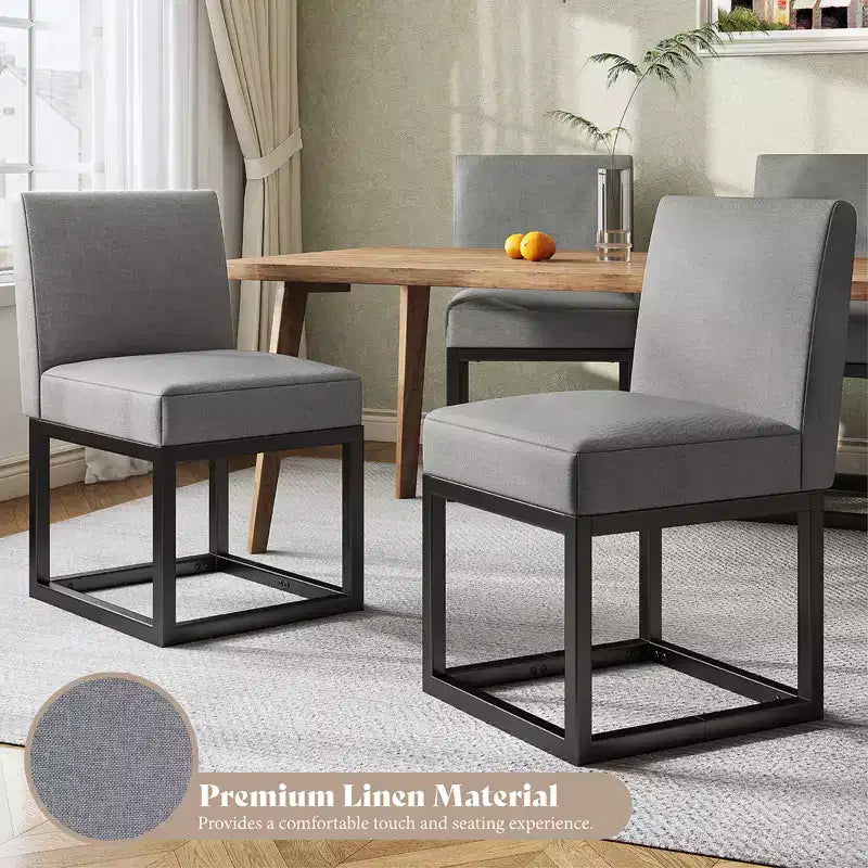 AMERLIFE Chaises de salle à manger en lin Mid-century lot de 6, chaises de dîner modernes rembourrées
