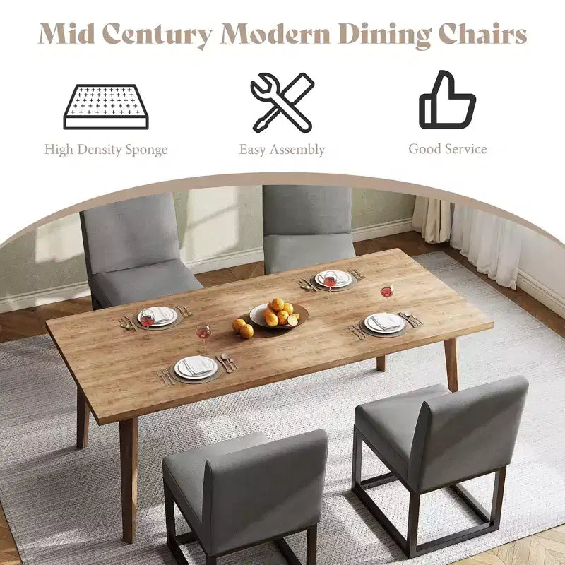AMERLIFE Chaises de salle à manger en lin Mid-century lot de 6, chaises de dîner modernes rembourrées