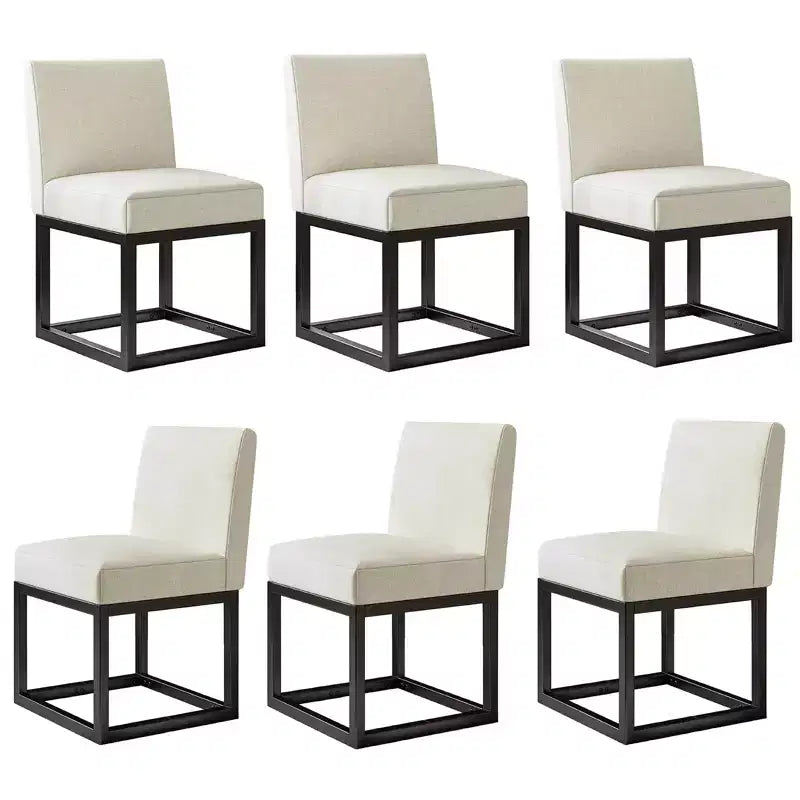 AMERLIFE Mid Century Linen Dining Chairs Set of 6, Modern Upholstered Dinner Chairs