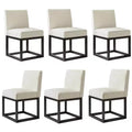 AMERLIFE Mid Century Linen Dining Chairs Set of 6, Modern Upholstered Dinner Chairs