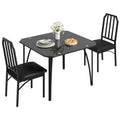 3-Piece Glass Dining Set for 2  Space-Saving Kitchen Table with Chamfered Edges & Upholstered Chairs, Apartment-Sized Table Set