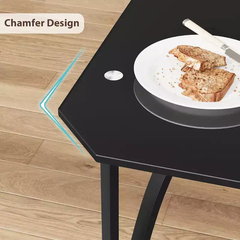 Ensemble de salle à manger 3 pièces en verre pour 2 personnes – Table de cuisine peu encombrante avec bords biseautés et chaises rembourrées, ensemble de table taille appartement