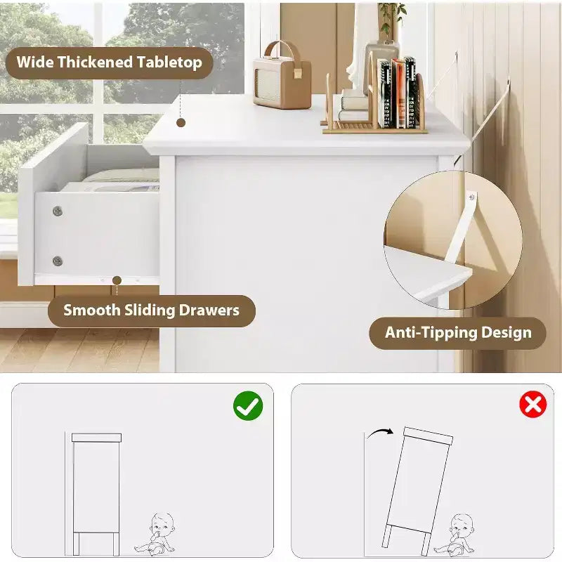 Commode à 3 tiroirs cannelée, Grande commode de chevet, Commode en bois moderne, Grand meuble de rangement peint pour placard, couloir, entrée, chambre à coucher