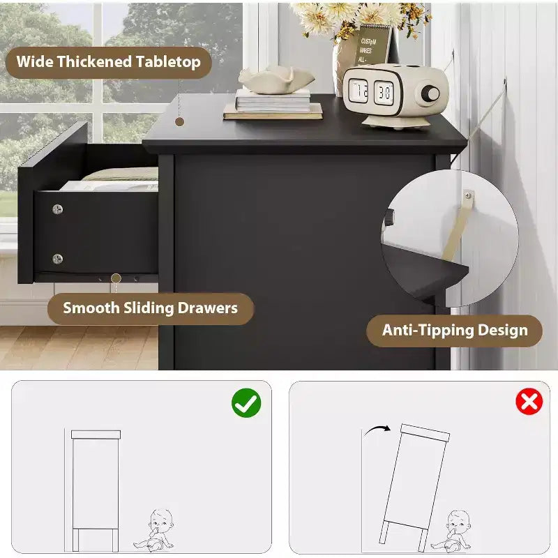 Commode à 3 tiroirs cannelée, Grande commode de chevet, Commode en bois moderne, Grand meuble de rangement peint pour placard, couloir, entrée, chambre à coucher