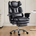 MAYEERTY Chair Exec Home Office Ergonomic High Back with Footrest Lumbar Reclining Height Adjustable PU Leather Swivel Chair with Wheels White