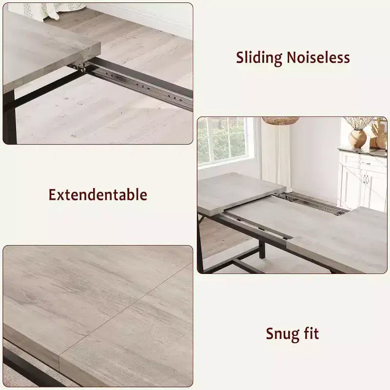 Ensemble de table à manger extensible 3 pièces pour 4-6 personnes avec 2 bancs rembourrés, grande table de cuisine rectangulaire, design peu encombrant