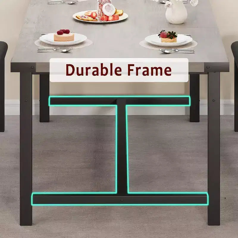 Ensemble de table à manger extensible 3 pièces pour 4-6 personnes avec 2 bancs rembourrés, grande table de cuisine rectangulaire, design peu encombrant