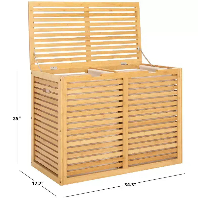 Panier à linge double compartiment Lahiri avec doublure - STG1904 - Naturel/Beige - Safavieh