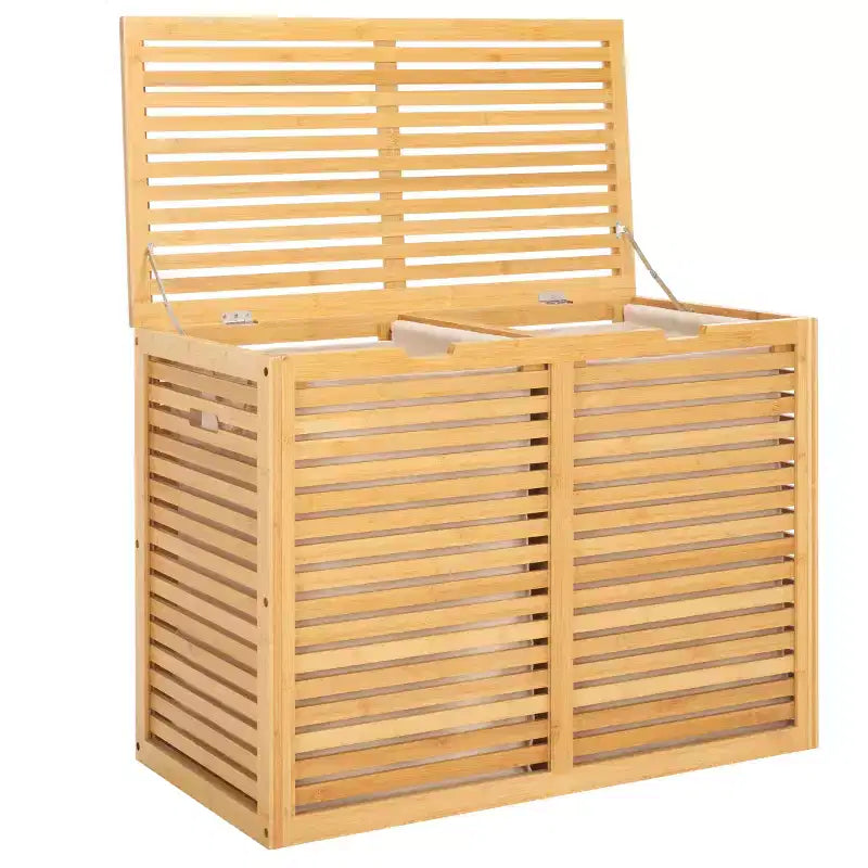 Panier à linge double compartiment Lahiri avec doublure - STG1904 - Naturel/Beige - Safavieh
