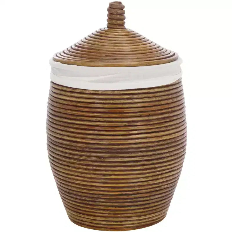 Mikkel Laundry Basket - HAC6503 - White/Honey Brown Wash - Safavieh