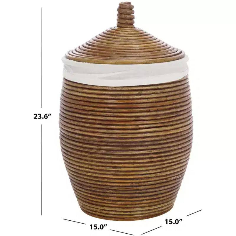 Panier à linge Mikkel - HAC6503 - Blanc/Brun Miel Lavé - Safavieh