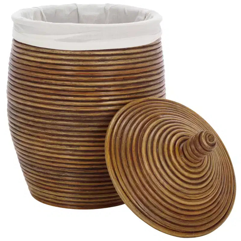 Panier à linge Mikkel - HAC6503 - Blanc/Brun Miel Lavé - Safavieh
