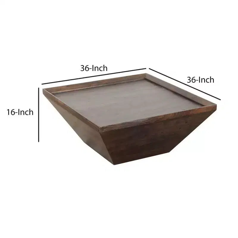 Table basse Royal Hampton carrée en bois d'acacia avec base trapézoïdale, 36 pouces