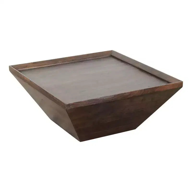 Table basse Royal Hampton carrée en bois d'acacia avec base trapézoïdale, 36 pouces