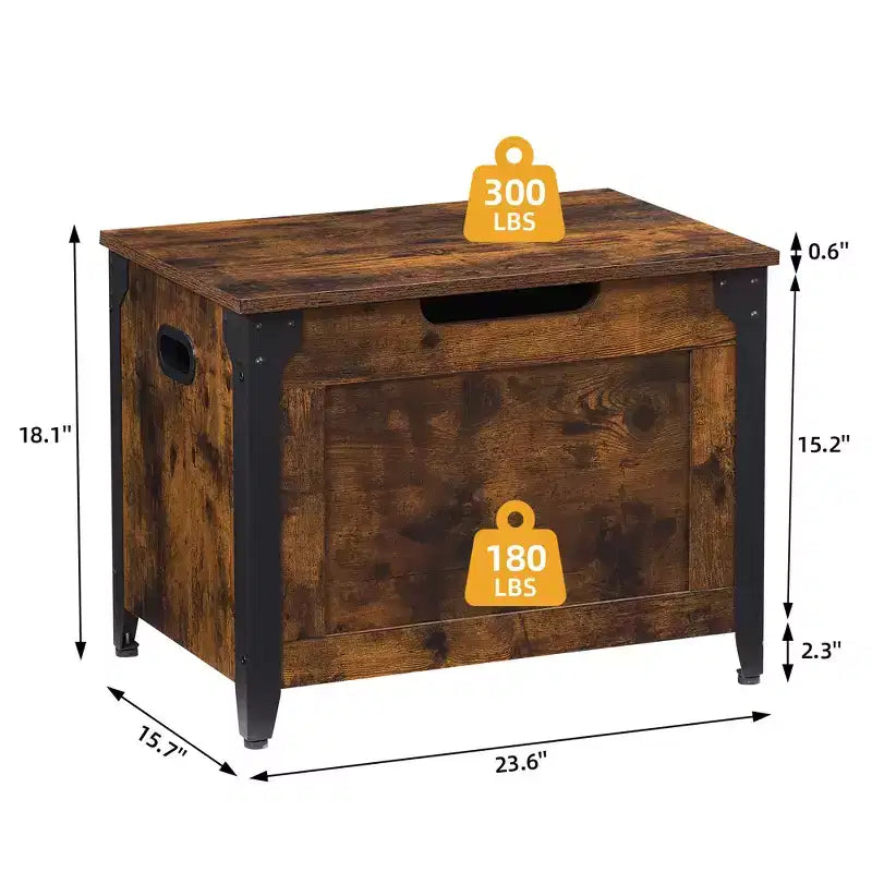 Coffre de rangement 23,6L avec couvercle relevable et 2 charnières de sécurité, banc de rangement robuste pour entrée, banc à chaussures multifonctionnel