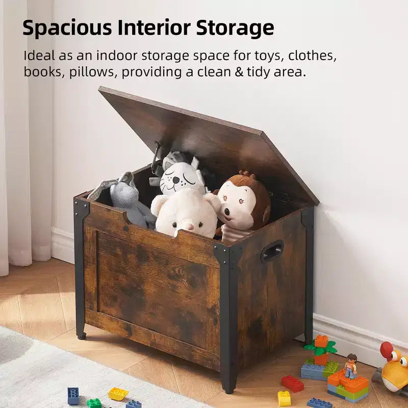 Coffre de rangement 23,6L avec couvercle relevable et 2 charnières de sécurité, banc de rangement robuste pour entrée, banc à chaussures multifonctionnel