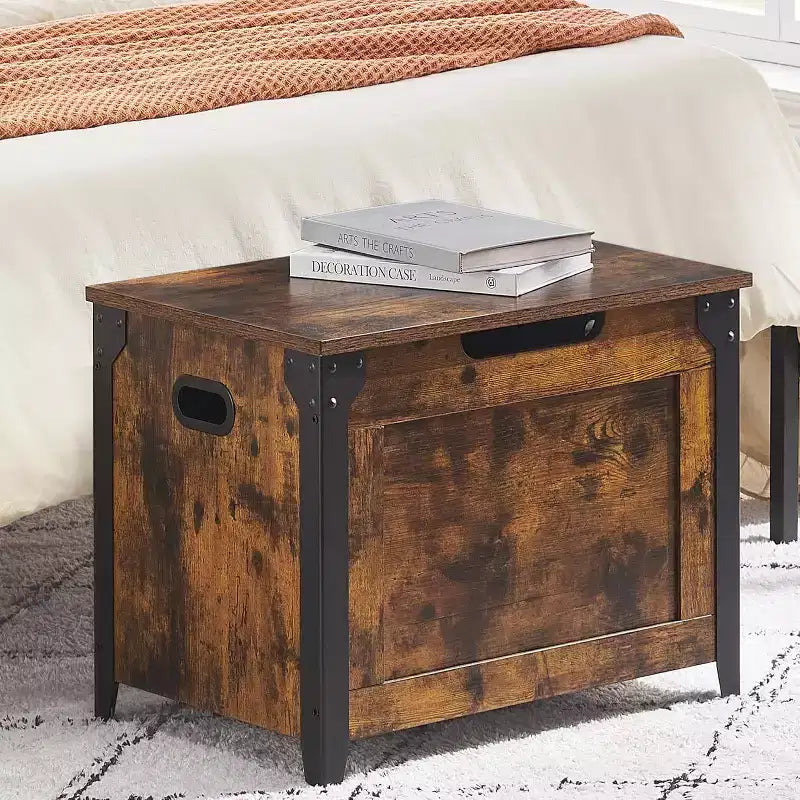 Coffre de rangement 23,6L avec couvercle relevable et 2 charnières de sécurité, banc de rangement robuste pour entrée, banc à chaussures multifonctionnel