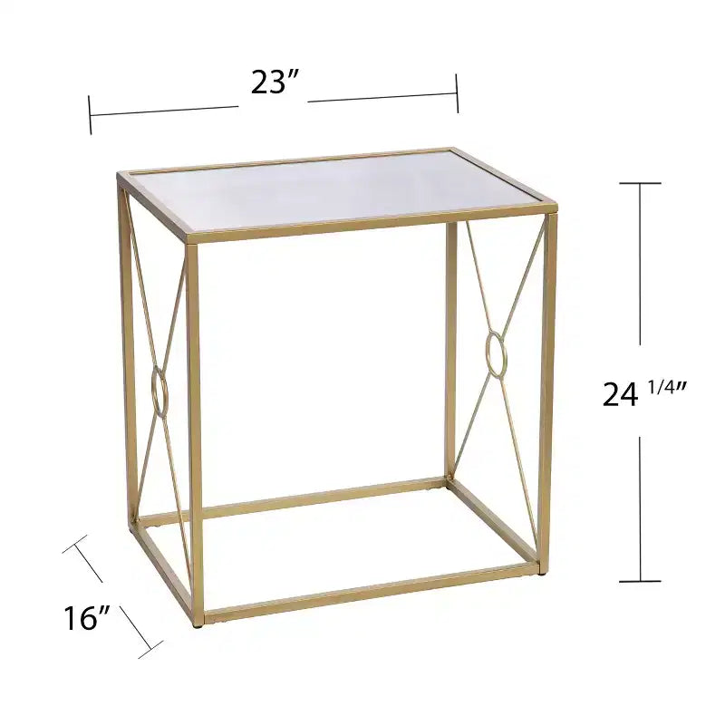 Table d'appoint Larden à plateau miroir - Or - SEI