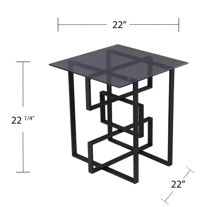 Table d'appoint Clanlin à plateau en verre - Noire - SEI