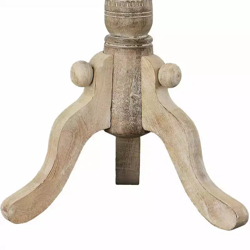Table d'appoint Royal Hampton en bois de manguier sculpté avec plateau rond et piédestal