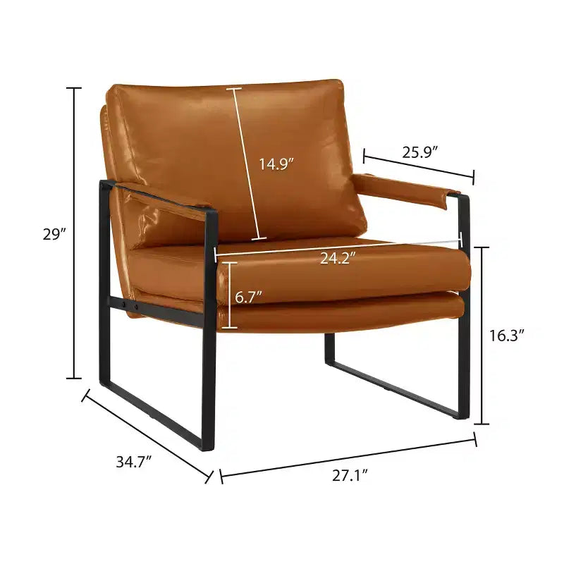 Chaise d'appoint Art Leon avec assise et dossier rembourrés en similicuir